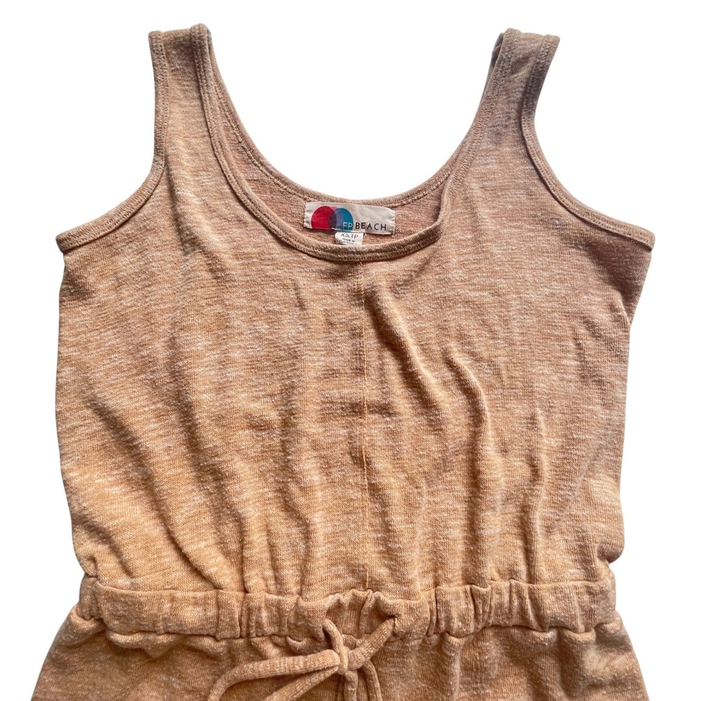 Free People Beach Jumpsuit Womens XS Tan Sleeveless Drawstring Jogger Heathered